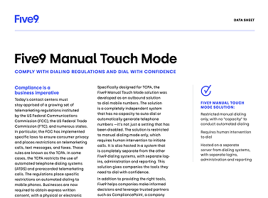 datasheet manual touch mode