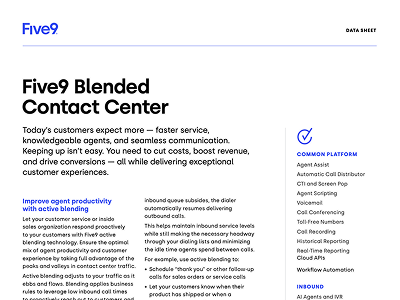 Blended Contact Center Data Sheet