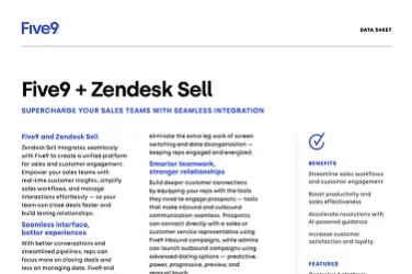 datasheet five zendesk sell