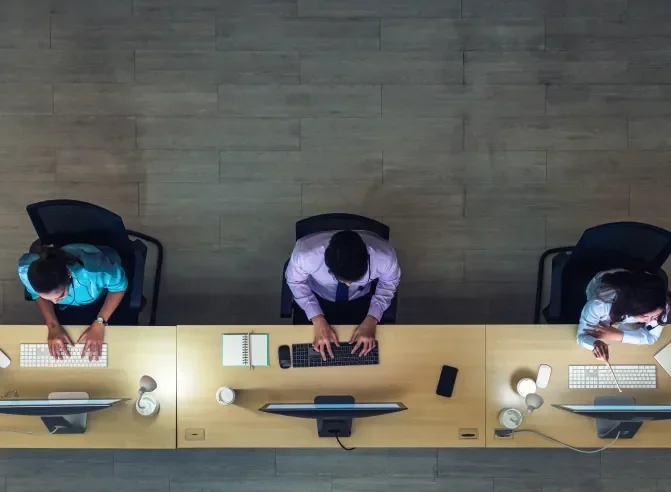 People working at a office
