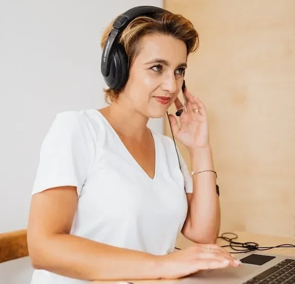Woman smiling talking on phone