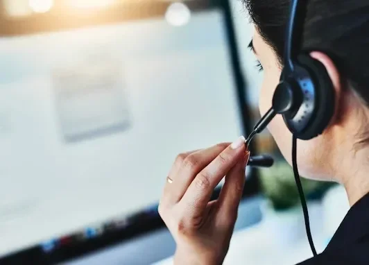 Woman Talking with a Headset