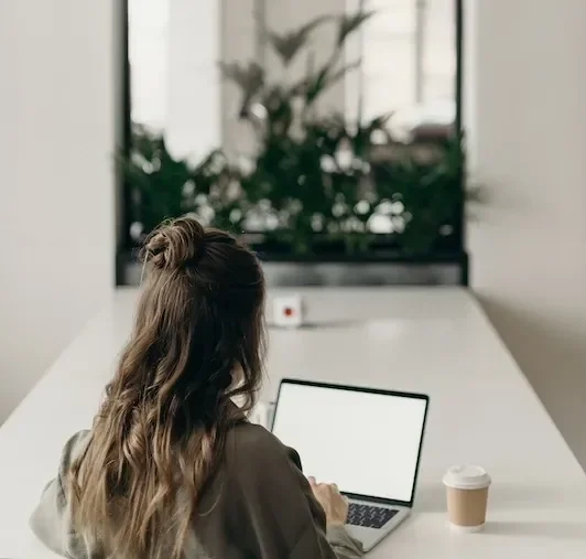 Girl typing on computer