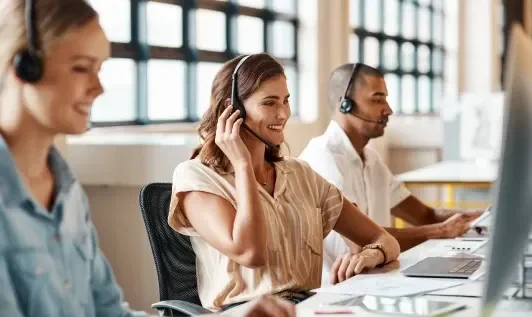 People working in a call center