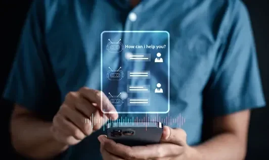 Man Using Digital Display with Phone