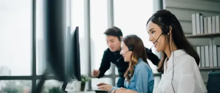 People working in a call center
